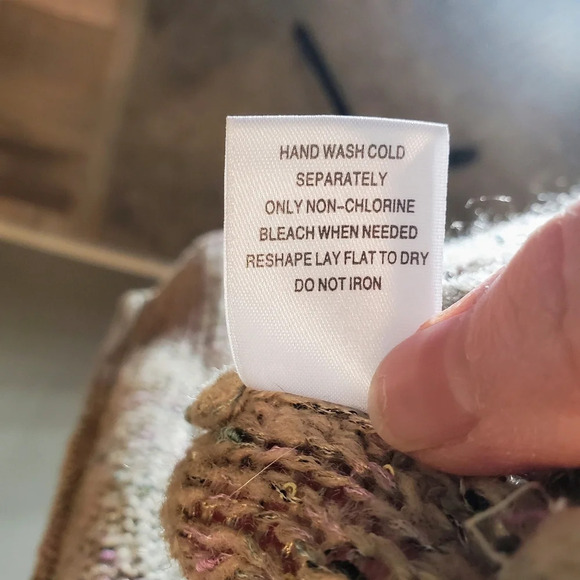 cb Established 1962 Beige Asymmetrical Sequin Knit Crewneck Sweater Size 1X - Picture 12 of 16